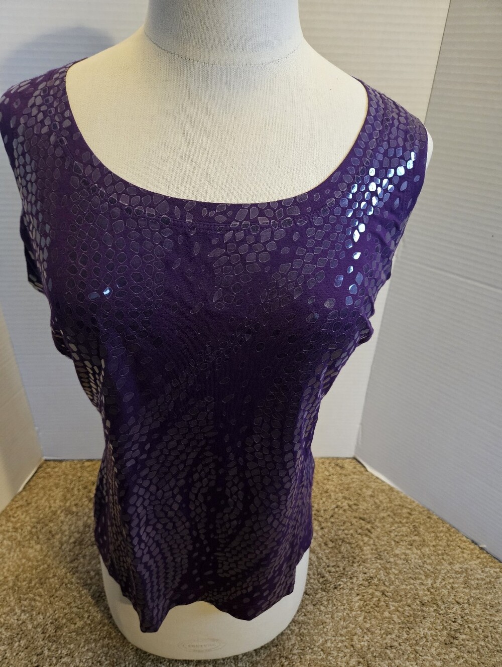 St. John Purple Sequin-Print Tank Top